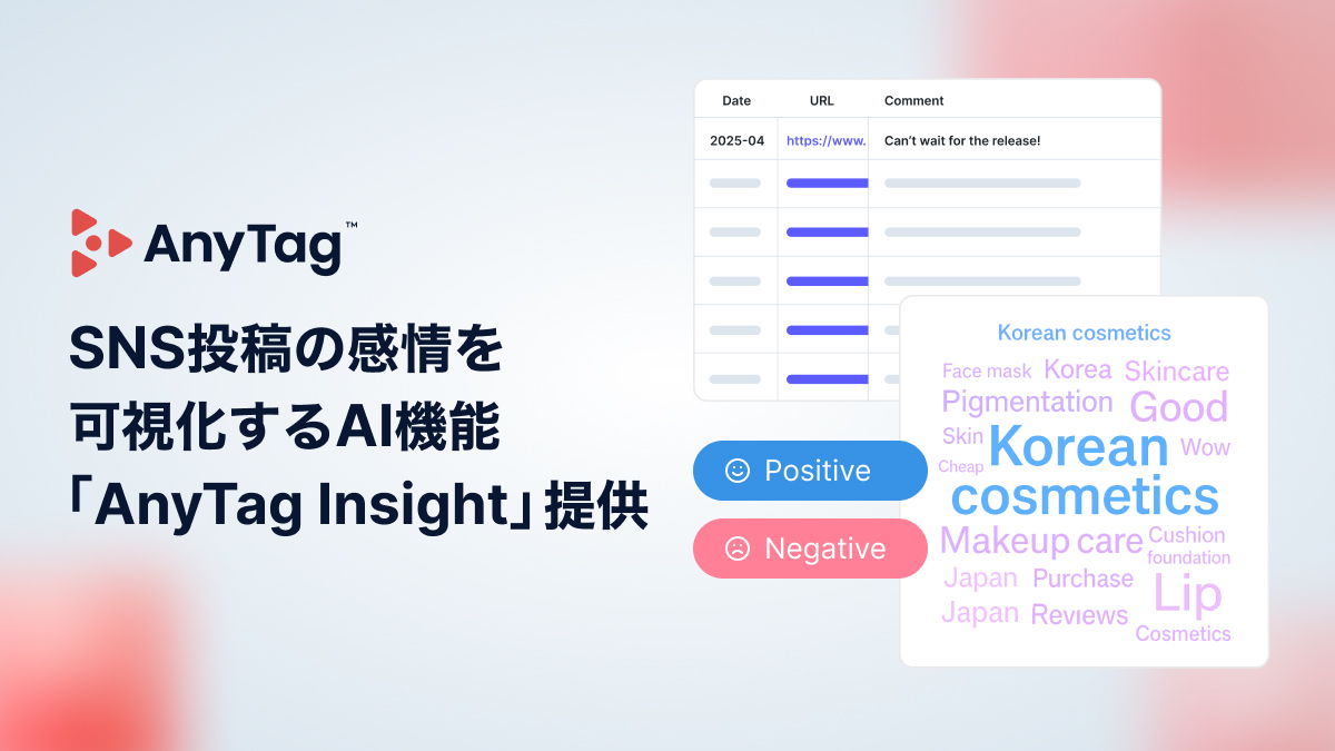 SNS投稿から“感情・思考・動機”を即時に可視化するAI機能「AnyTag Insight」を提供開始