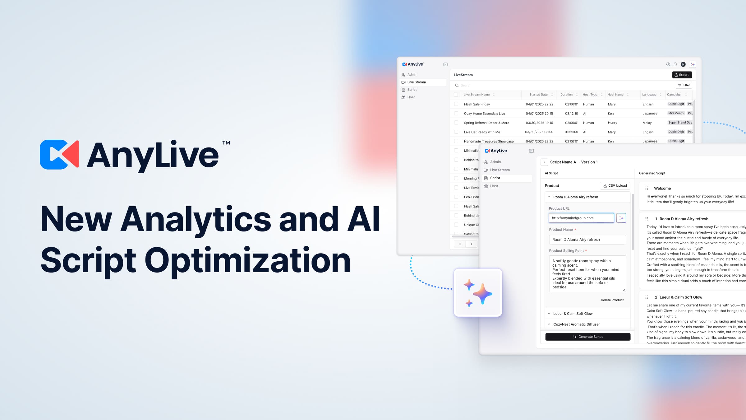 AnyMind Group menambahkan analitik live commerce dan kemampuan optimisasi skrip AI ke AnyLive