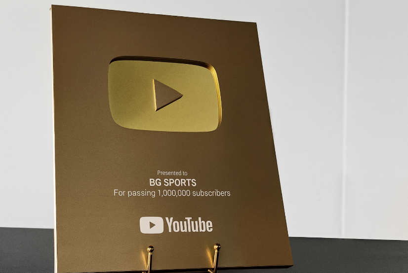 BG Sports YouTube Gold Button achievement with AnyMind Group